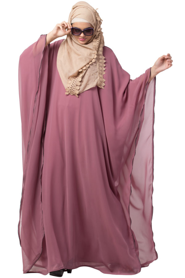 Kaftan Overlay Puce Pink Georgette Abaya