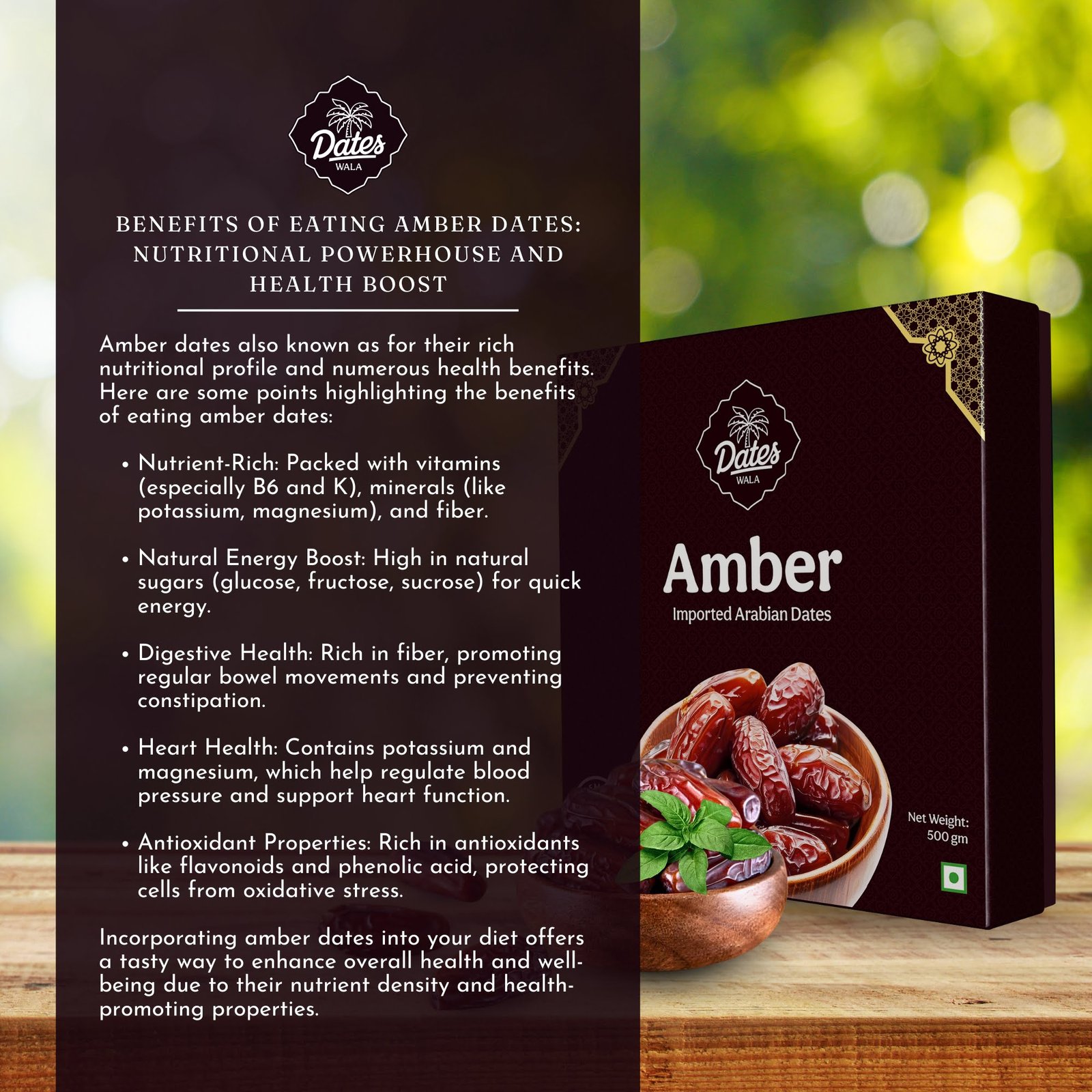 Premium Amber Dates - Sweet and Nutritious Delight (500gm) 2 Premium Amber Dates - Sweet and Nutritious Delight (500gm) - Image 2