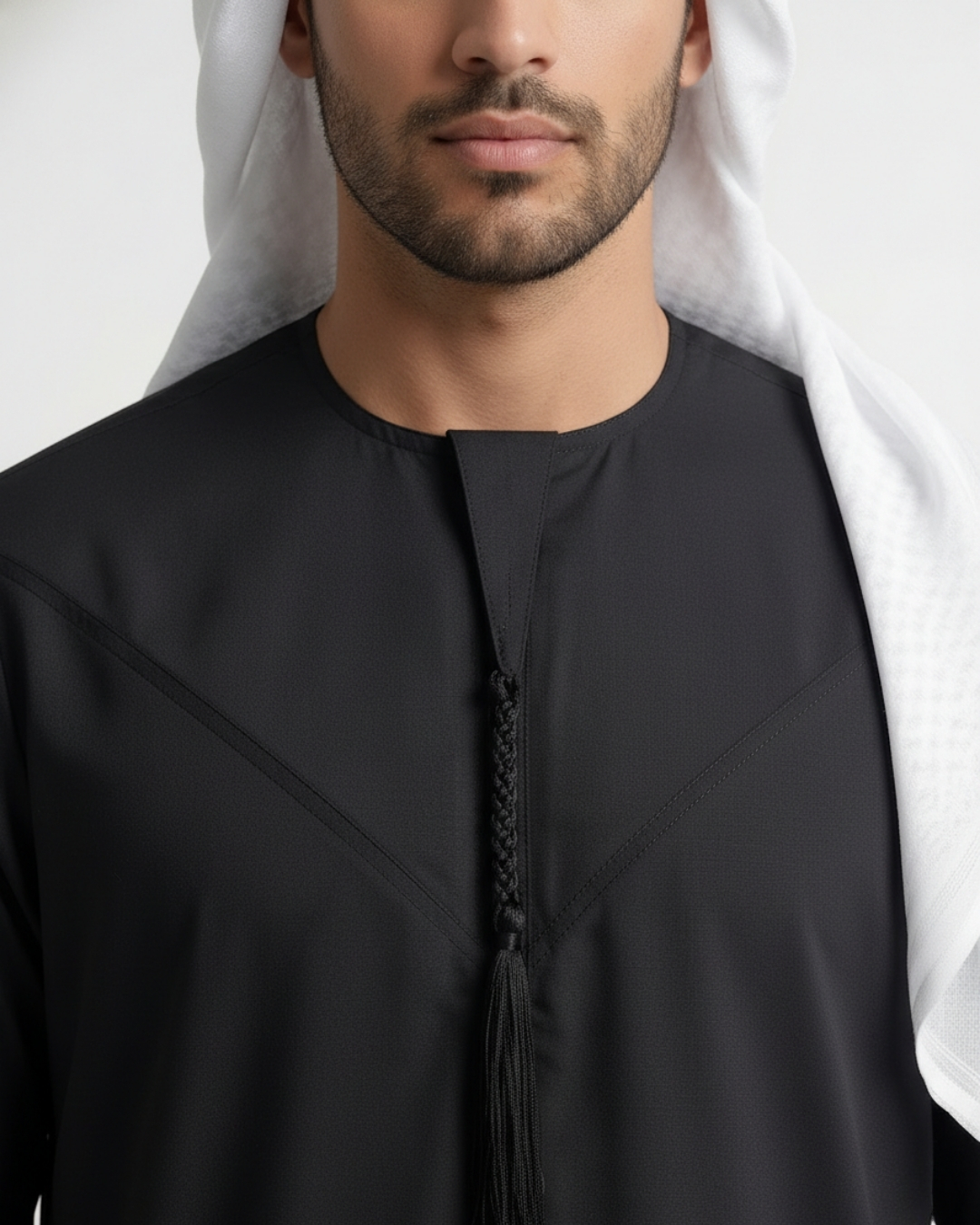 Classic Omani Black Premium Thobe 2 Classic Omani Black Premium Thobe - Image 2