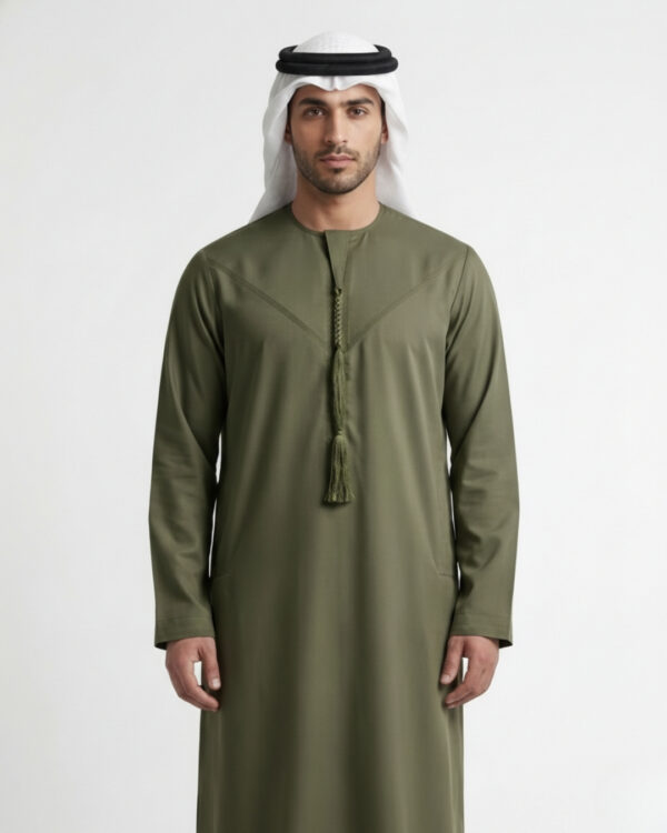 Classic Omani Olive Green Premium Thobe - Forever Muslim