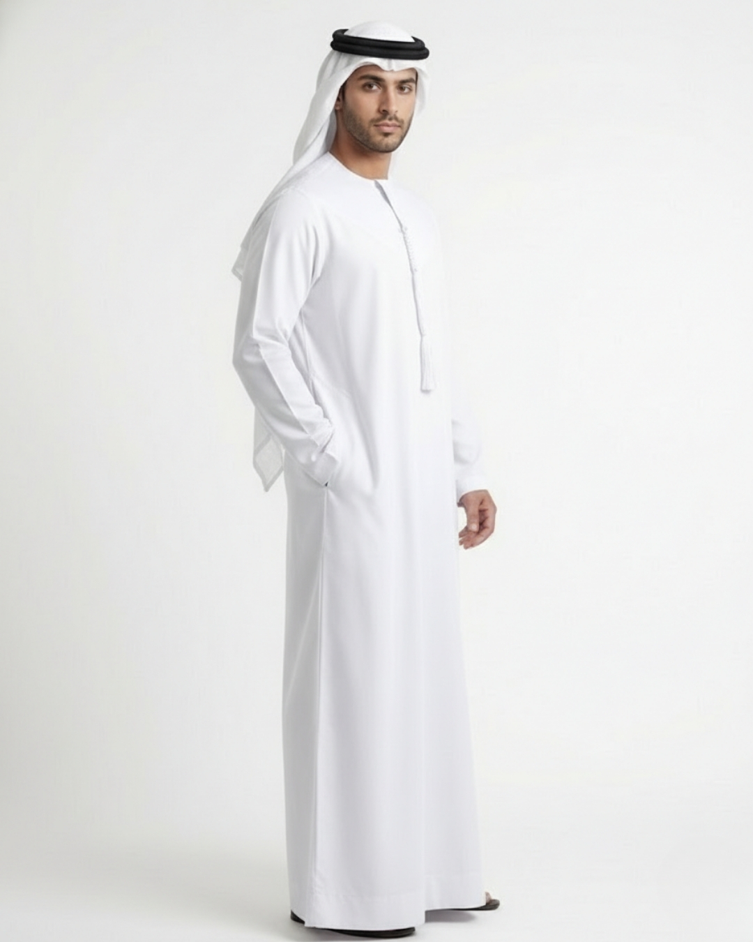 Classic Omani White Premium Thobe 4 Classic Omani White Premium Thobe - Image 4