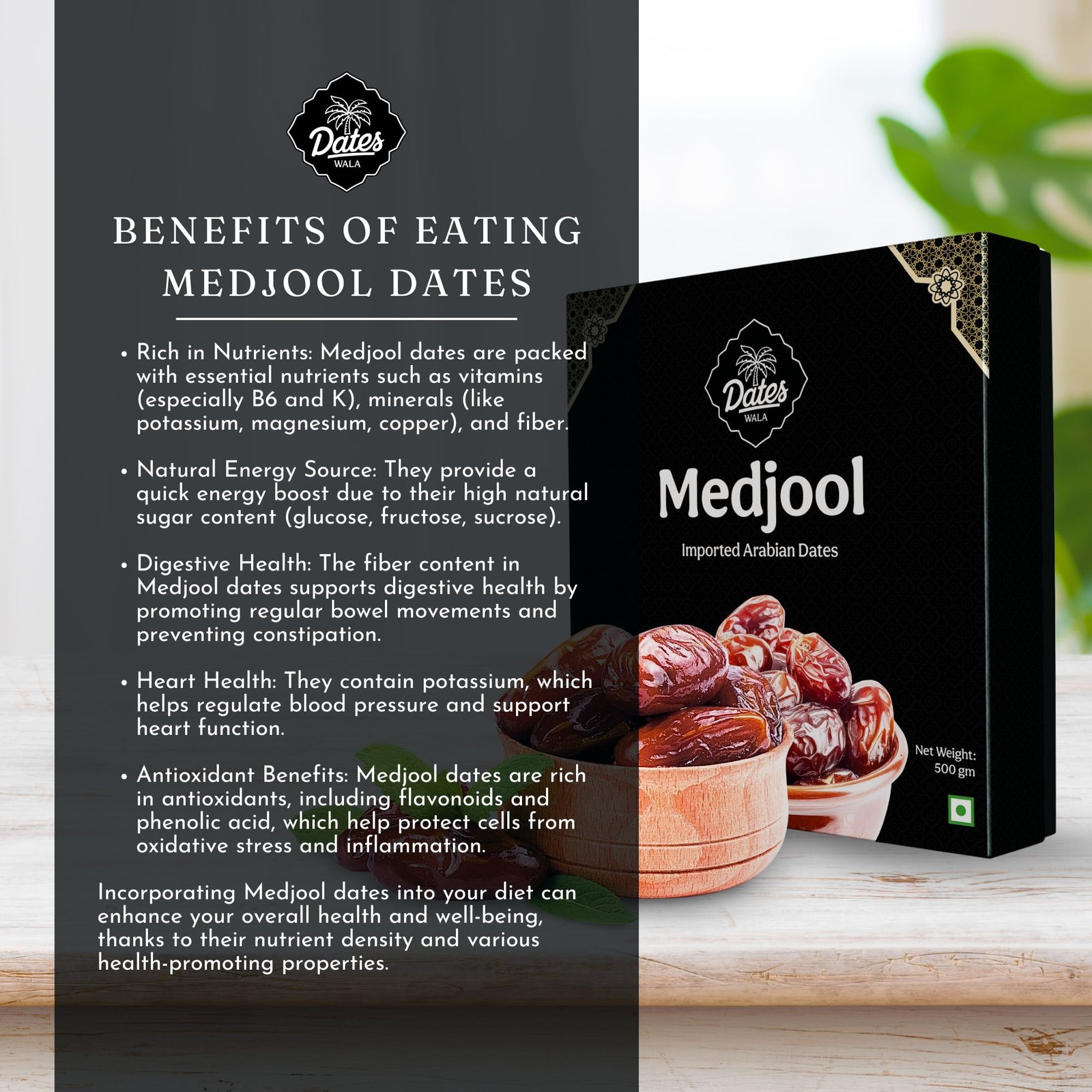 Premium Medjool Dates - The King of Dates (500gm) 2 Premium Medjool Dates - The King of Dates (500gm) - Image 2