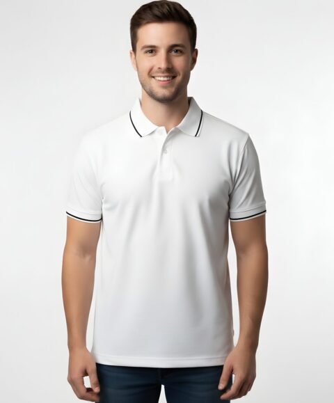 Tippin Polo Half Sleeve White T-Shirt