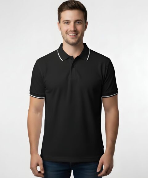 Tippin Polo Half Sleeve Black T-Shirt