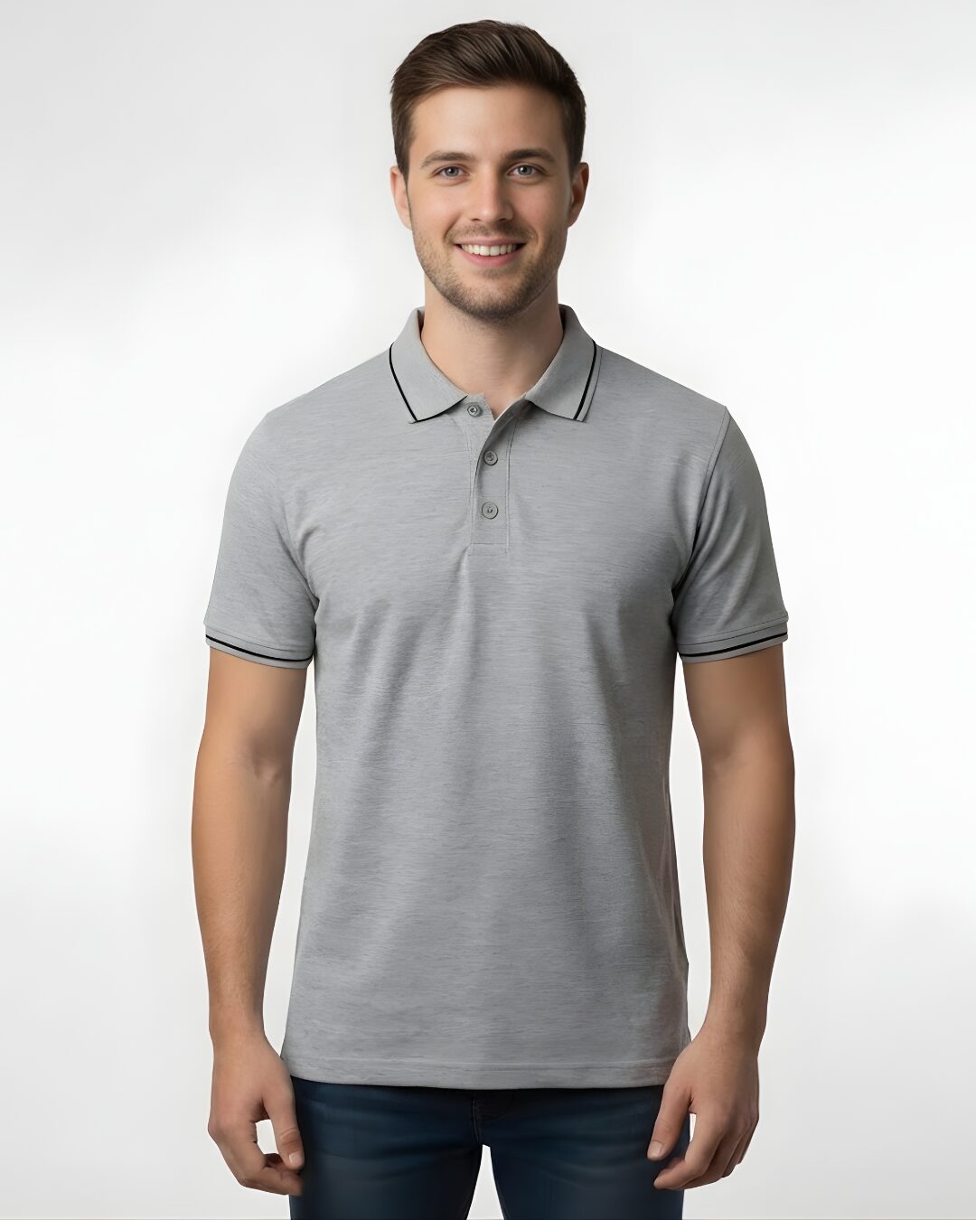 Tippin Polo Half Sleeve Grey Melange T-Shirt 1 Tippin Polo Half Sleeve Grey Melange T-Shirt