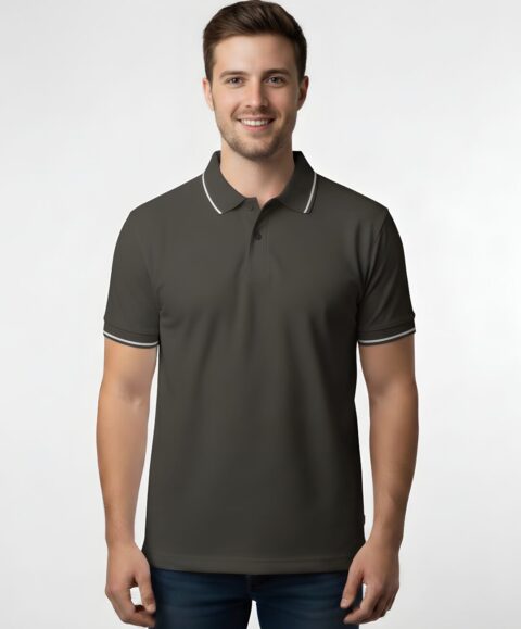 Tippin Polo Half Sleeve Steel Grey T-Shirt