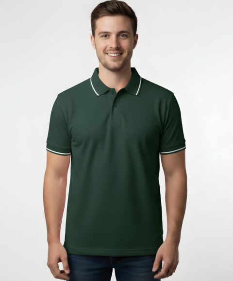 Tippin Polo Half Sleeve Bottle Green T-Shirt