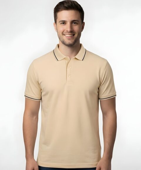 Tippin Polo Half Sleeve Beige T-Shirt