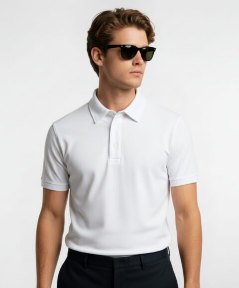 Mars Polo Half Sleeve White T-Shirt