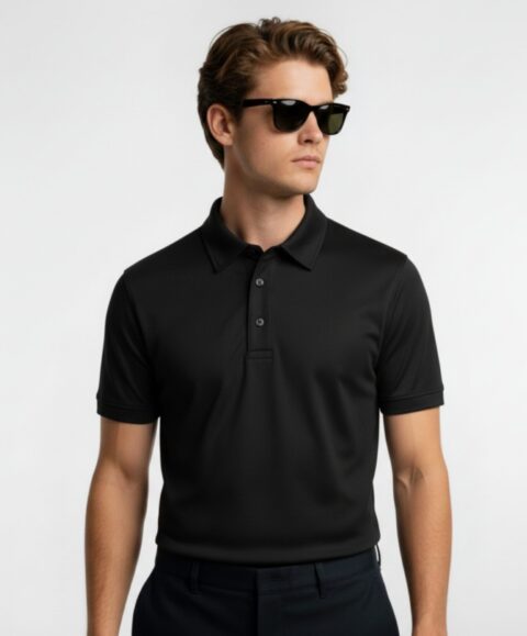Mars Polo Half Sleeve Black T-Shirt