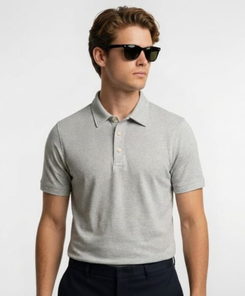 Mars Polo Half Sleeve Grey Melange T-Shirt