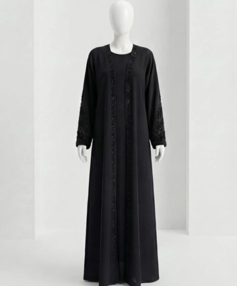 Black Embroidered Formal Abaya