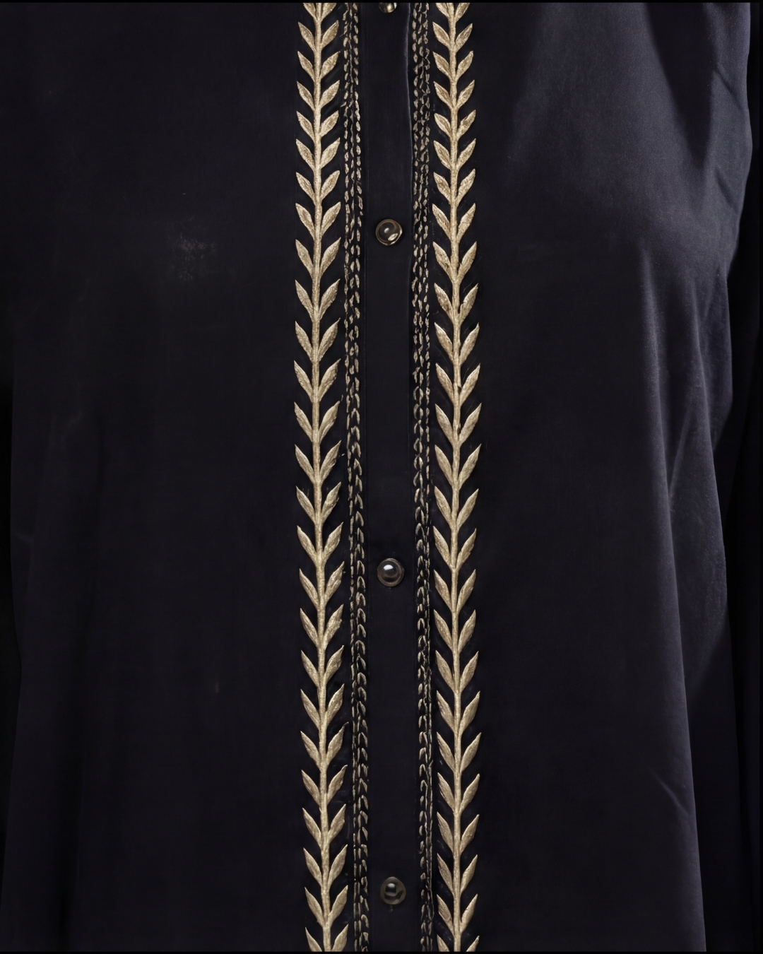 Premium Black Front-Open Abaya with Gold Floral Embroidery – Elegant Modest Wear 2 Premium Black Front-Open Abaya with Gold Floral Embroidery – Elegant Modest Wear - Image 2