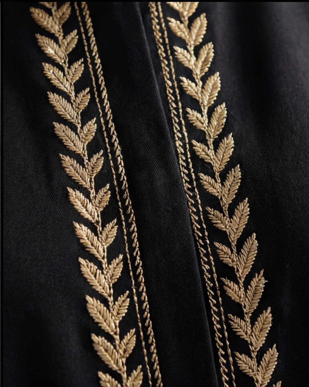 Premium Black Front-Open Abaya with Gold Floral Embroidery – Elegant Modest Wear 6 Premium Black Front-Open Abaya with Gold Floral Embroidery – Elegant Modest Wear - Image 6