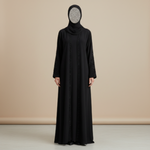 Black Embroidered Abaya – Luxury Prada Fabric