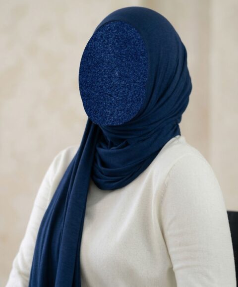 Navy Blue Texture Corn Jersey Hijab