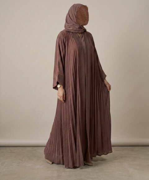 Rosy Brown Layered Abaya Set – Premium Matte Crepe