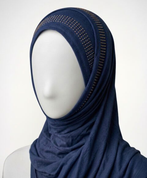 Navy Bamboo Jersey Hijab