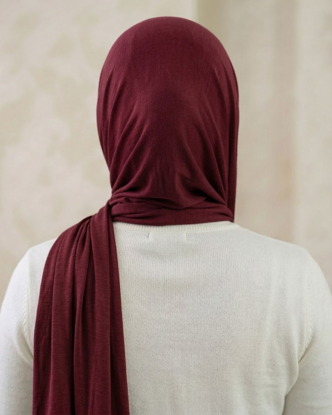 Maroon Texture Corn Jersey Hijab 3 Maroon Texture Corn Jersey Hijab - Image 3