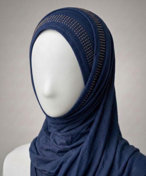 Navy Bamboo Jersey Hijab