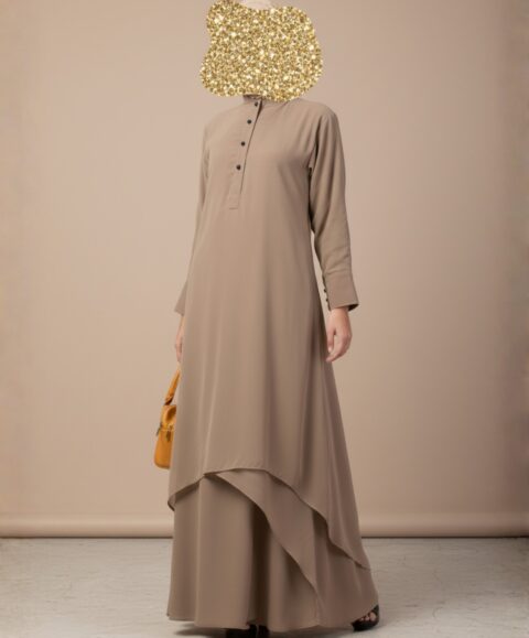 Arch Casual  Beige Abaya – Premium Koshibo Fabric