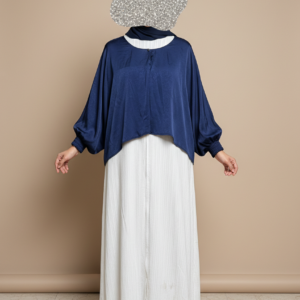 2-in-1 Textured Abaya with Satin Overlay