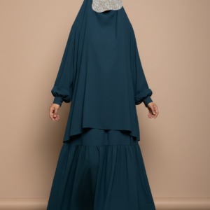 Two Piece Layered Khimar Set - Matte Crepe
