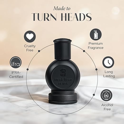 Ajmal Musk Rose Black Concentrated Perfume Oil (Attar) - 12ml Alcohol Free Unisex Fragrance 3 Ajmal Musk Rose Black Concentrated Perfume Oil (Attar) - 12ml Alcohol Free Unisex Fragrance - Image 3
